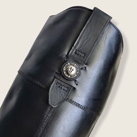 $438 Frye Jayden Button Black Tall Knee High Real Leather Vintage Riding Boot - Picture 12 of 16